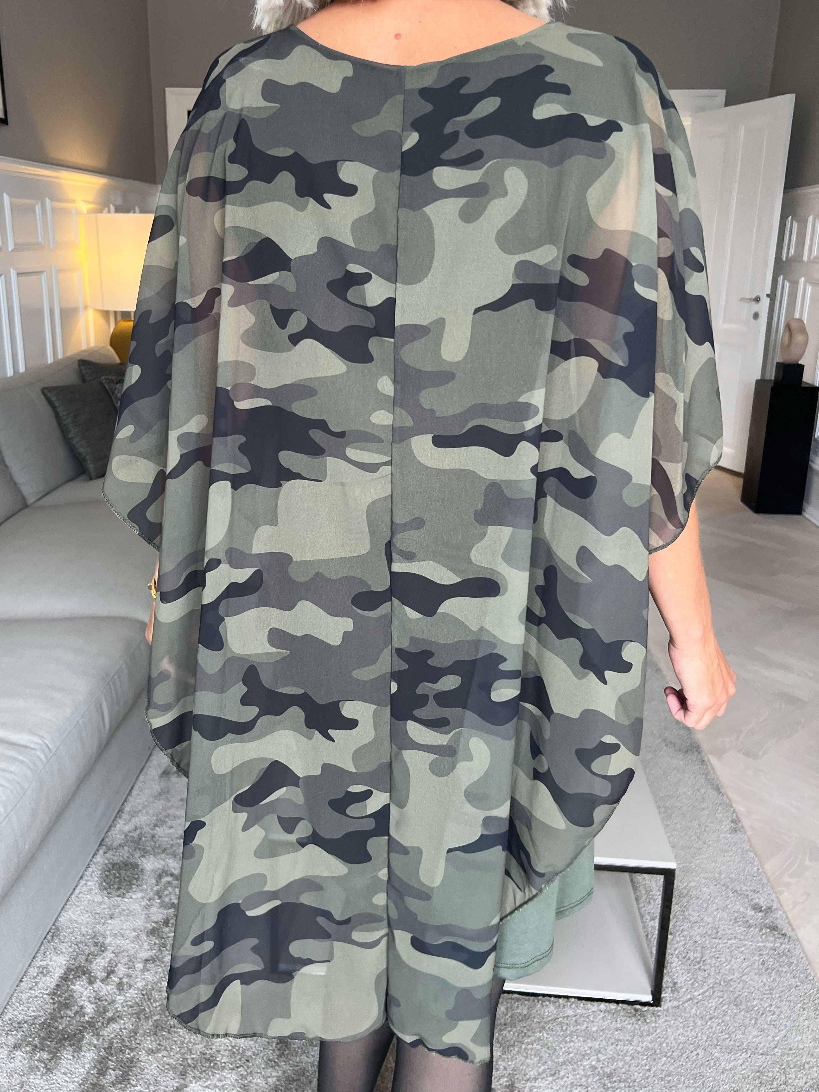 Kenya Camo - Tunikakjole med chiffonlag